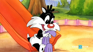 Sylvester holds blankie.png